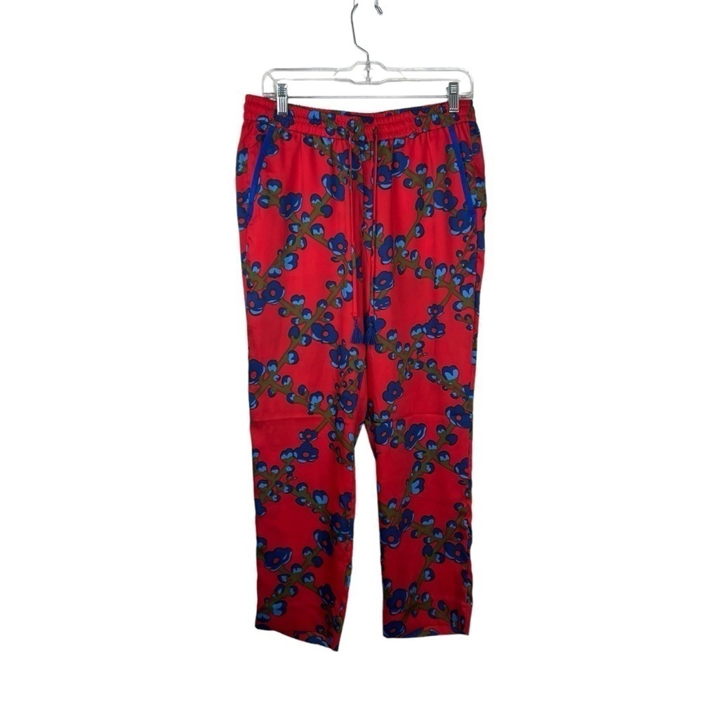 J.CREW Collection Red Lattice Floral Drapey Pull-On Pants